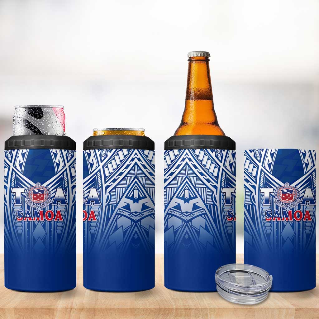 Samoa Rugby 4 in 1 Can Cooler Tumbler Toa Samoa Polynesian Pacific Navy Version
