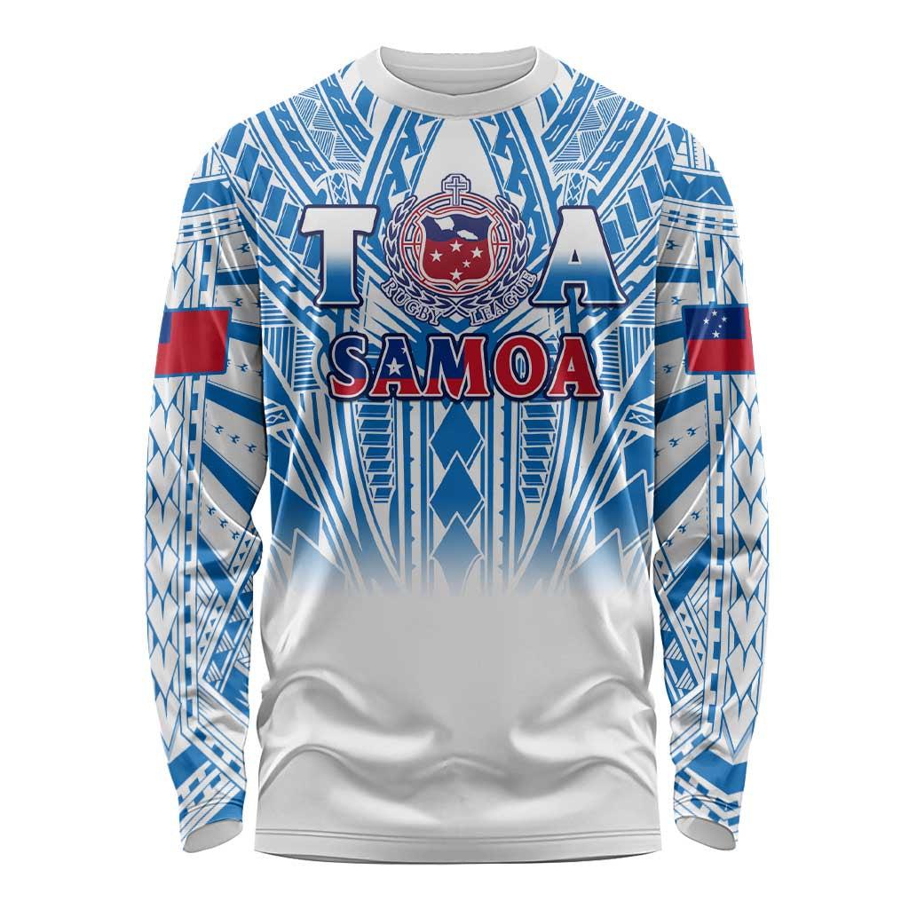 Samoa Rugby Long Sleeve Shirt Toa Samoa Polynesian Pacific White Version LT14