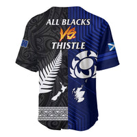New Zealand and Scotland Rugby Baseball Jersey All Black Maori With Thistle Together LT14 - Polynesian Pride