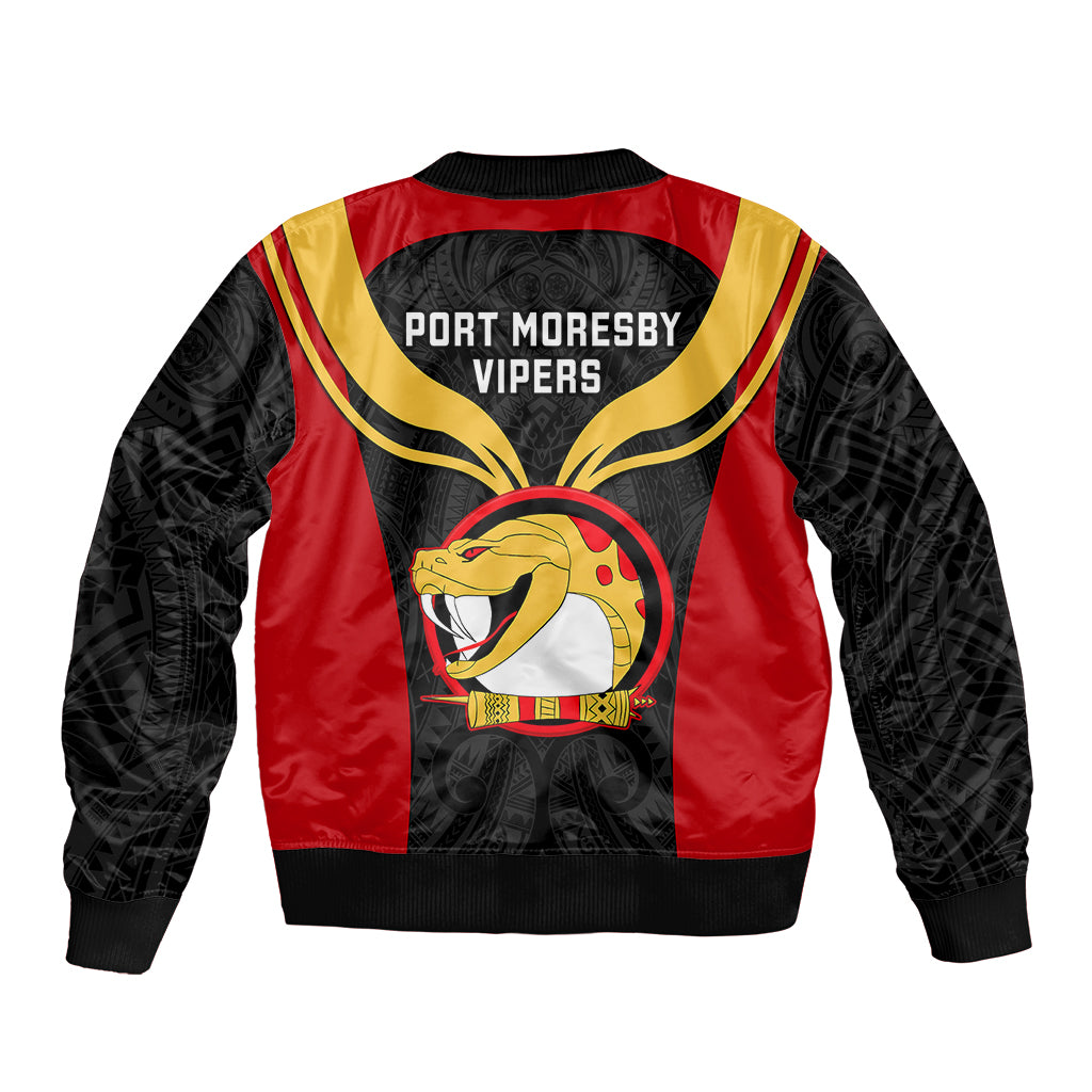 Papua New Guinea Rugby Bomber Jacket Port Moresby Vipers PNG Polynesian Pattern LT14 - Polynesian Pride