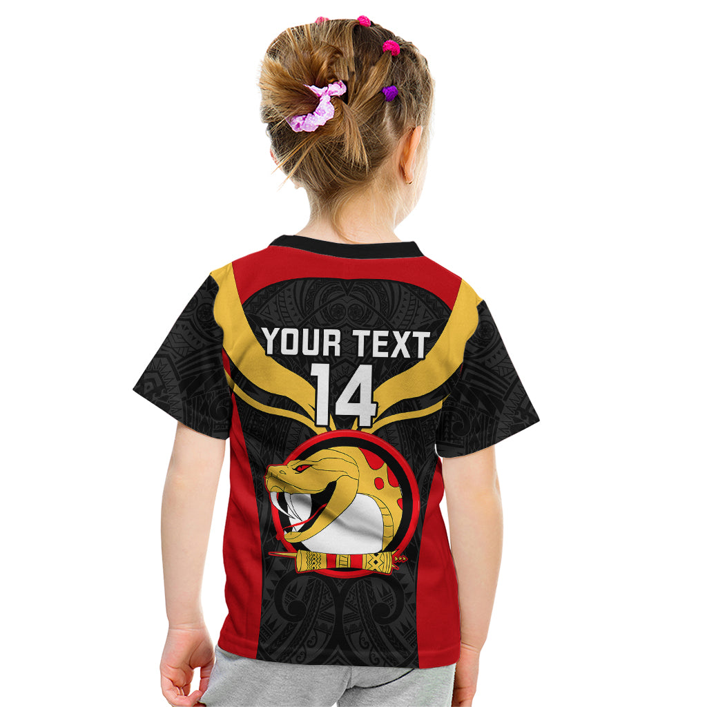 Custom Papua New Guinea Rugby Kid T Shirt Port Moresby Vipers PNG Polynesian Pattern LT14 - Polynesian Pride