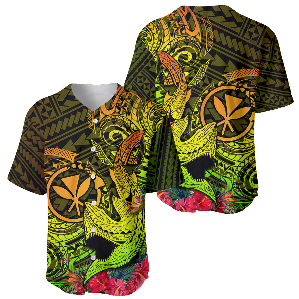 Hawaii Baseball Jersey Kanaka Map With Polynesian Shark Tattoo Reggae Unique LT14 - Polynesian Pride