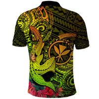 Hawaii Polo Shirt Kanaka Map With Polynesian Shark Tattoo Reggae Unique LT14 - Polynesian Pride