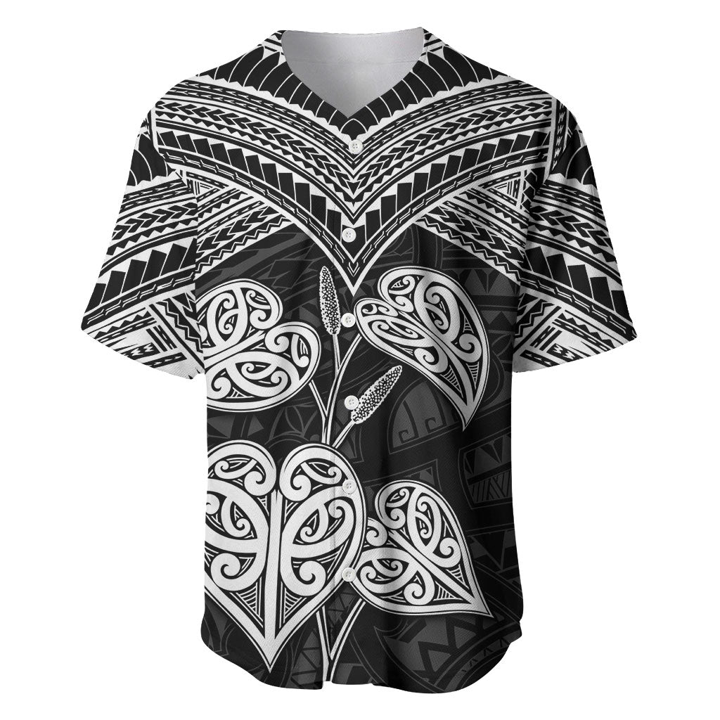 Black New Zealand Kawakawa Maori Ngaru Baseball Jersey LT14 Black - Polynesian Pride