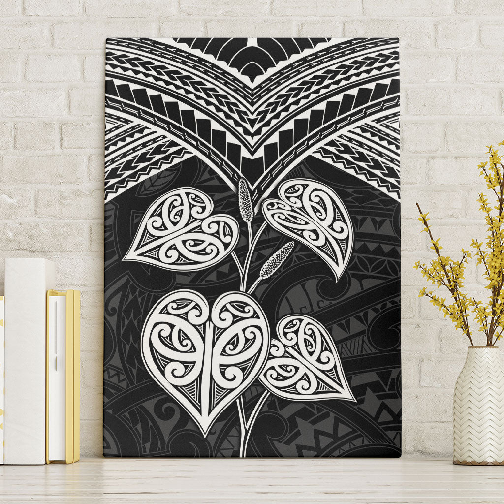 Black New Zealand Kawakawa Maori Ngaru Canvas Wall Art