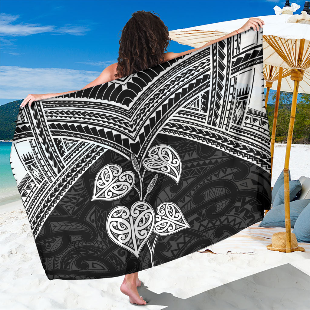 Black New Zealand Kawakawa Maori Ngaru Sarong LT14 One Size 44 x 66 inches Black - Polynesian Pride