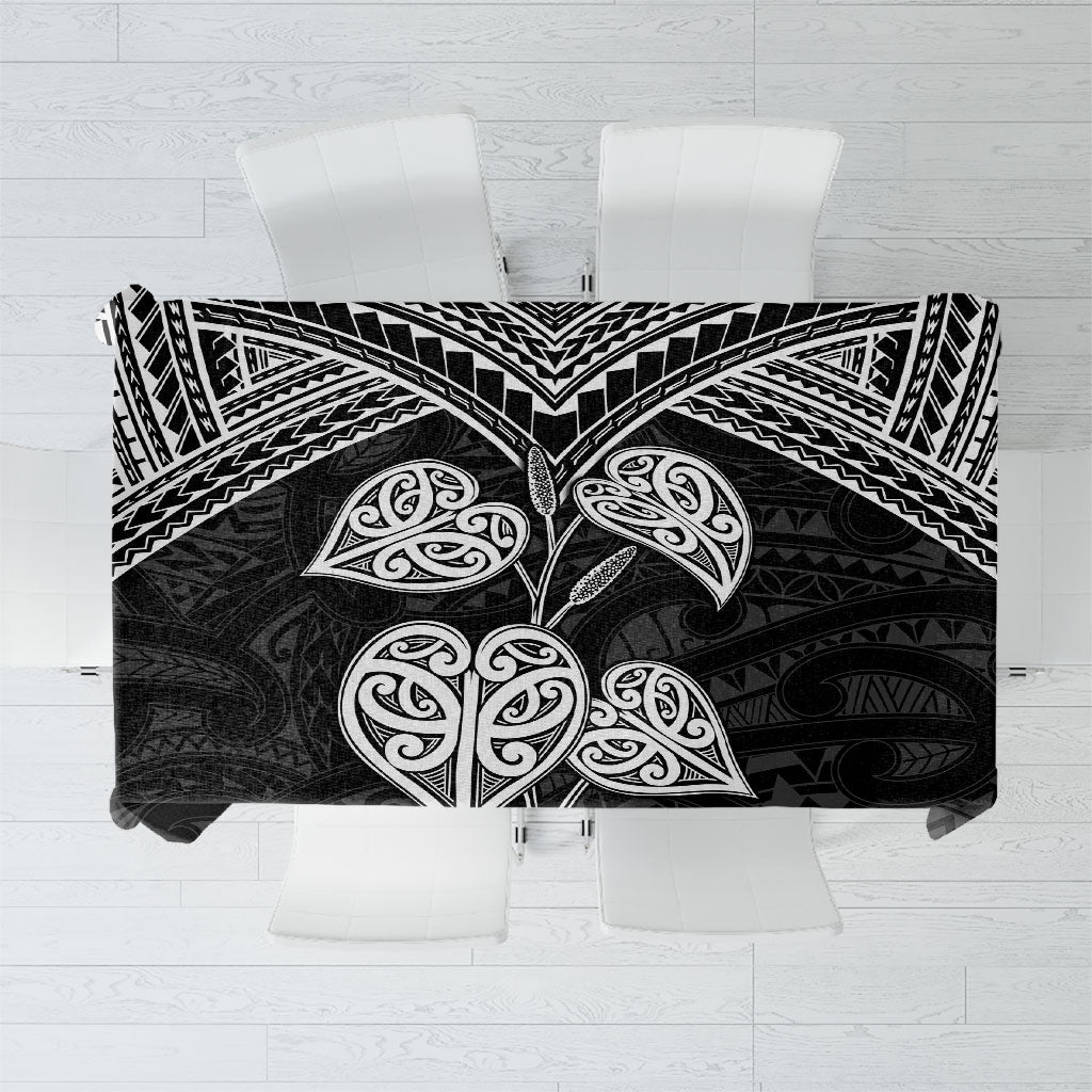 Black New Zealand Kawakawa Maori Ngaru Tablecloth