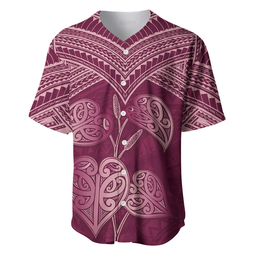 Burgundy New Zealand Kawakawa Maori Ngaru Baseball Jersey LT14 Burgundy - Polynesian Pride