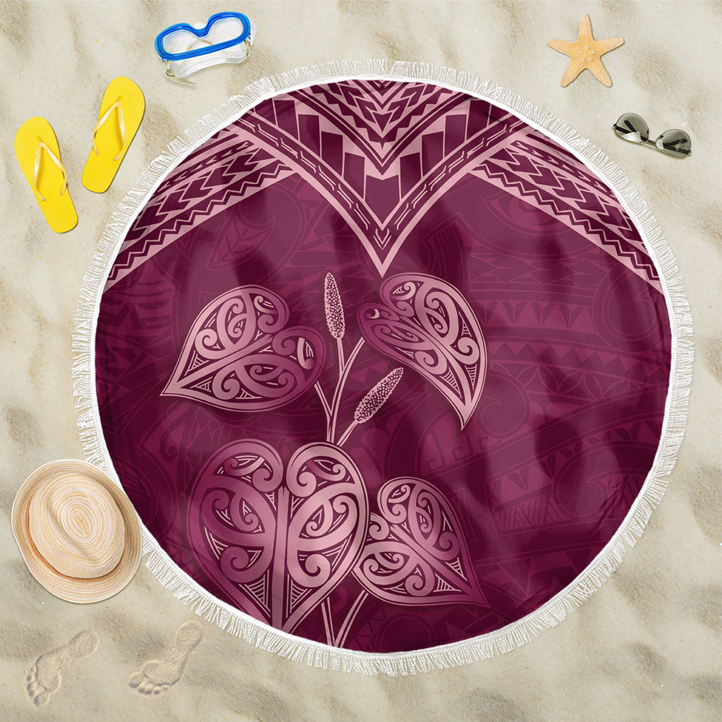 Burgundy New Zealand Kawakawa Maori Ngaru Beach Blanket LT14 One Size 150cm Burgundy - Polynesian Pride