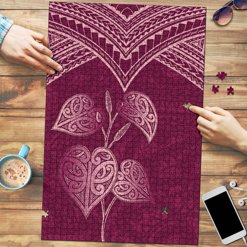 Burgundy New Zealand Kawakawa Maori Ngaru Puzzle LT14 Burgundy - Polynesian Pride