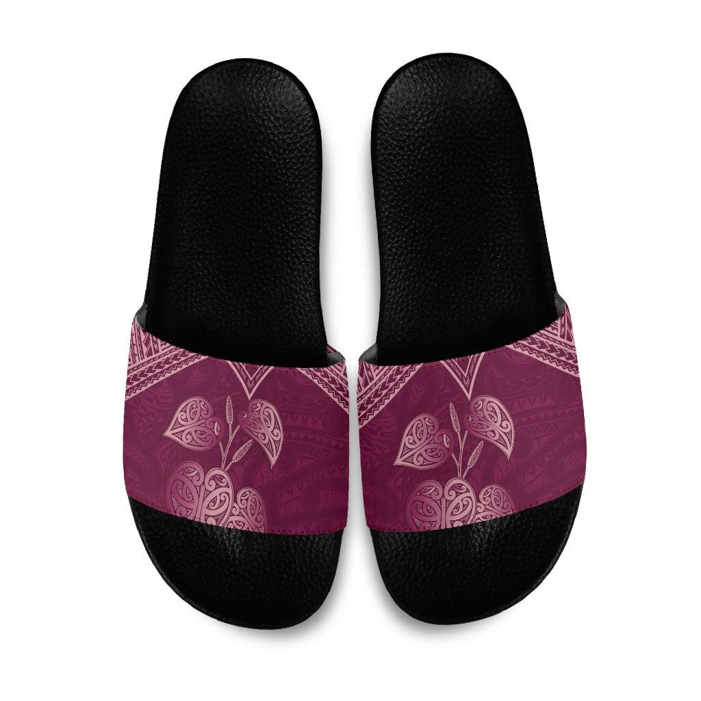 Burgundy New Zealand Kawakawa Maori Ngaru Slide Sandals LT14 Burgundy - Polynesian Pride