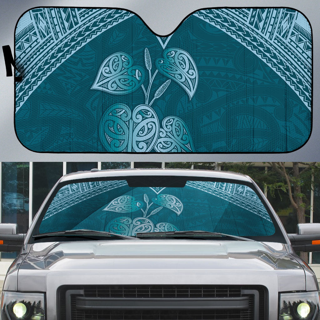 Cyan New Zealand Kawakawa Maori Ngaru Auto Sun Shade LT14 Cyan - Polynesian Pride