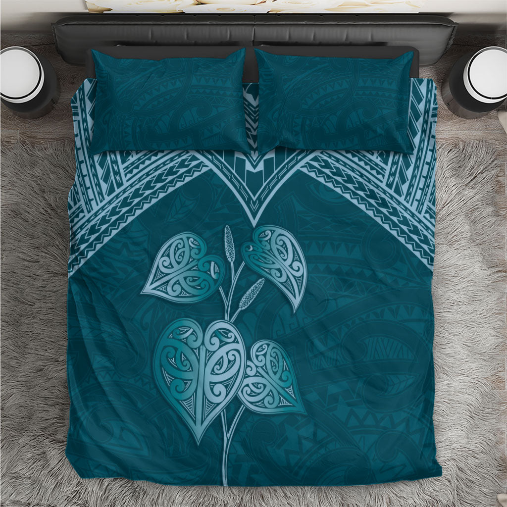 Cyan New Zealand Kawakawa Maori Ngaru Bedding Set