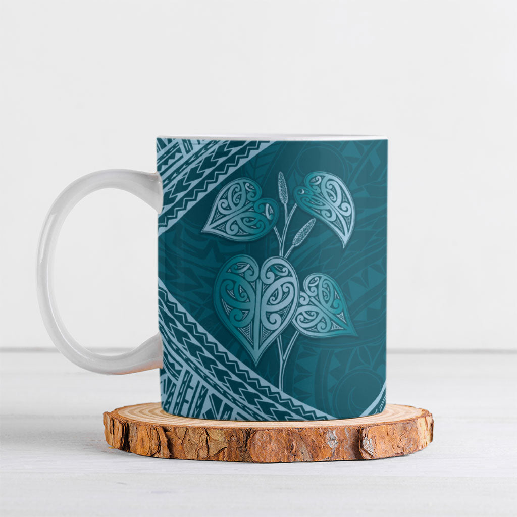 Cyan New Zealand Kawakawa Maori Ngaru Ceramic Mug