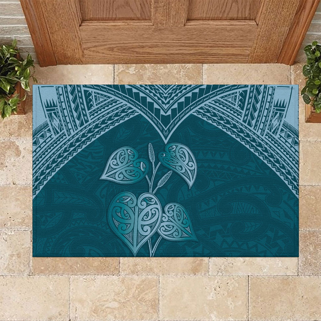 Cyan New Zealand Kawakawa Maori Ngaru Rubber Doormat