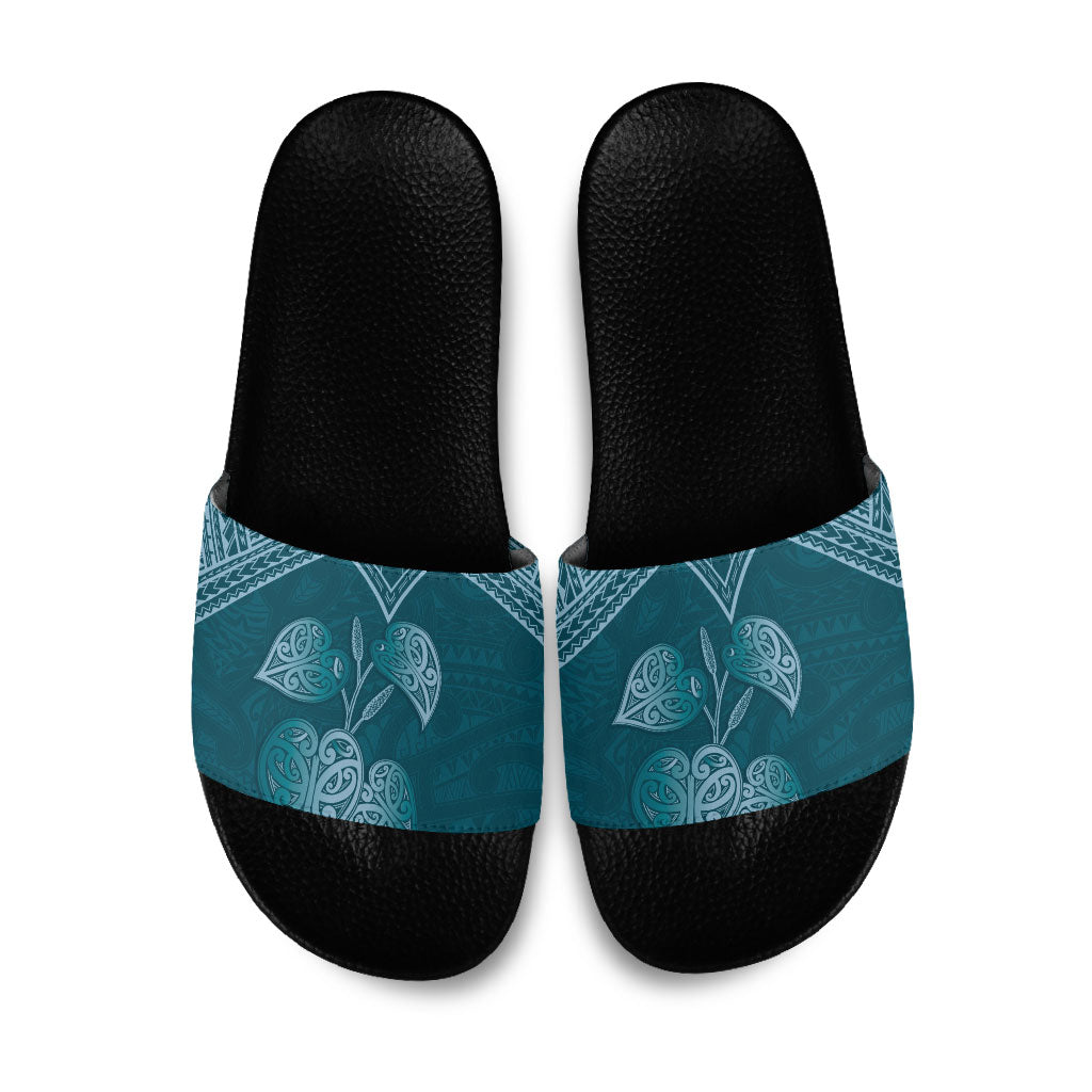 Cyan New Zealand Kawakawa Maori Ngaru Slide Sandals LT14 Cyan - Polynesian Pride