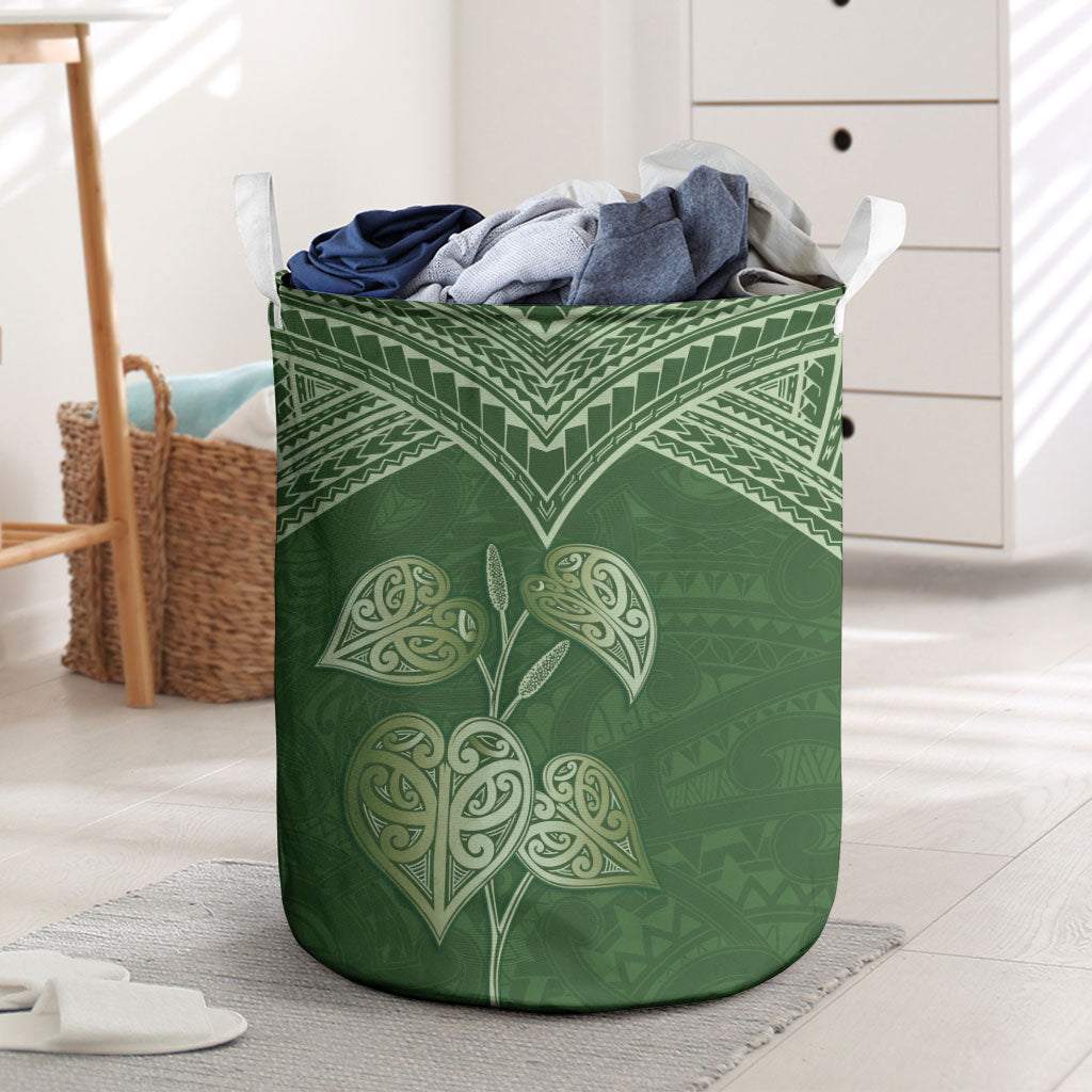 Green New Zealand Kawakawa Maori Ngaru Laundry Basket LT14 Green - Polynesian Pride