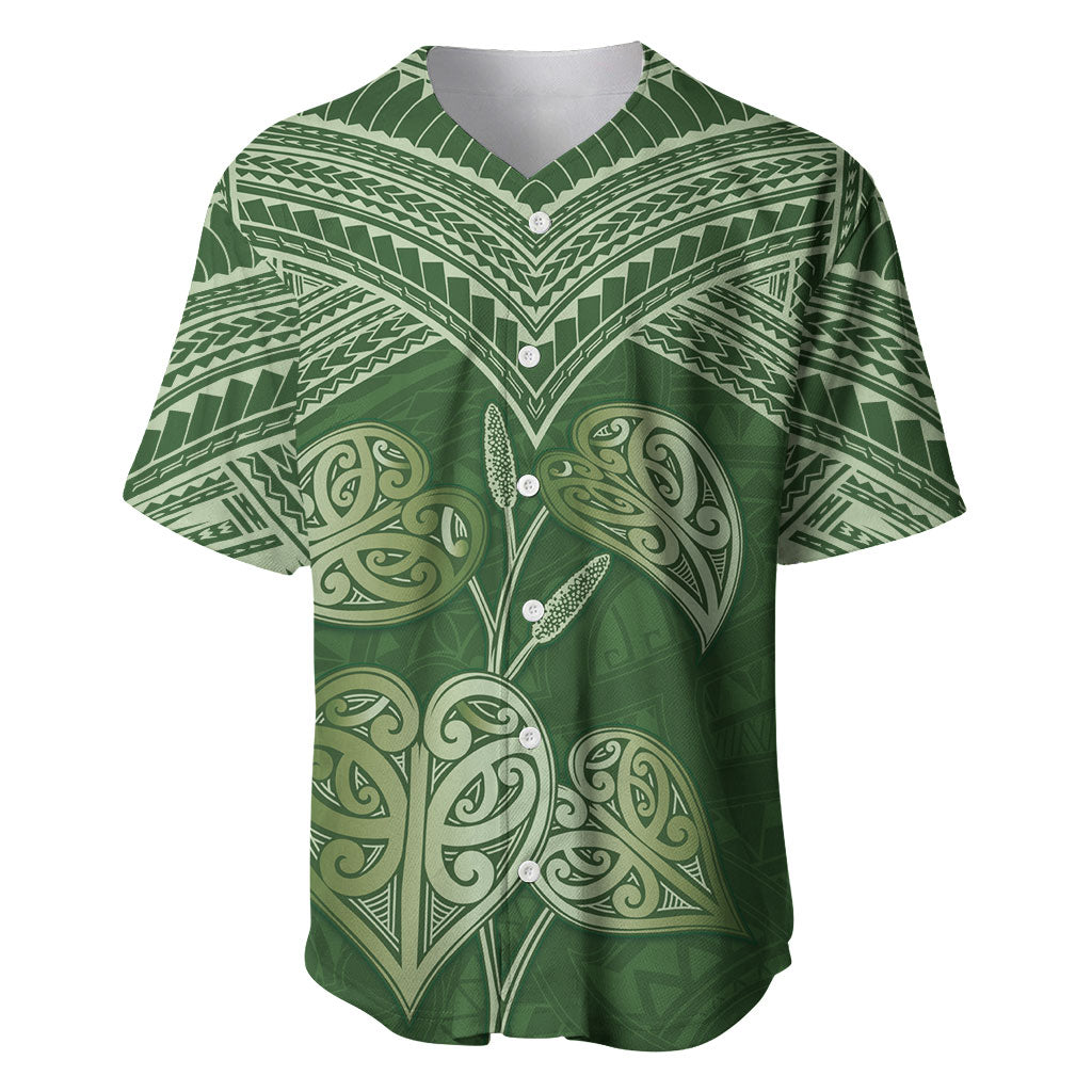 Green New Zealand Kawakawa Maori Ngaru Baseball Jersey LT14 Green - Polynesian Pride