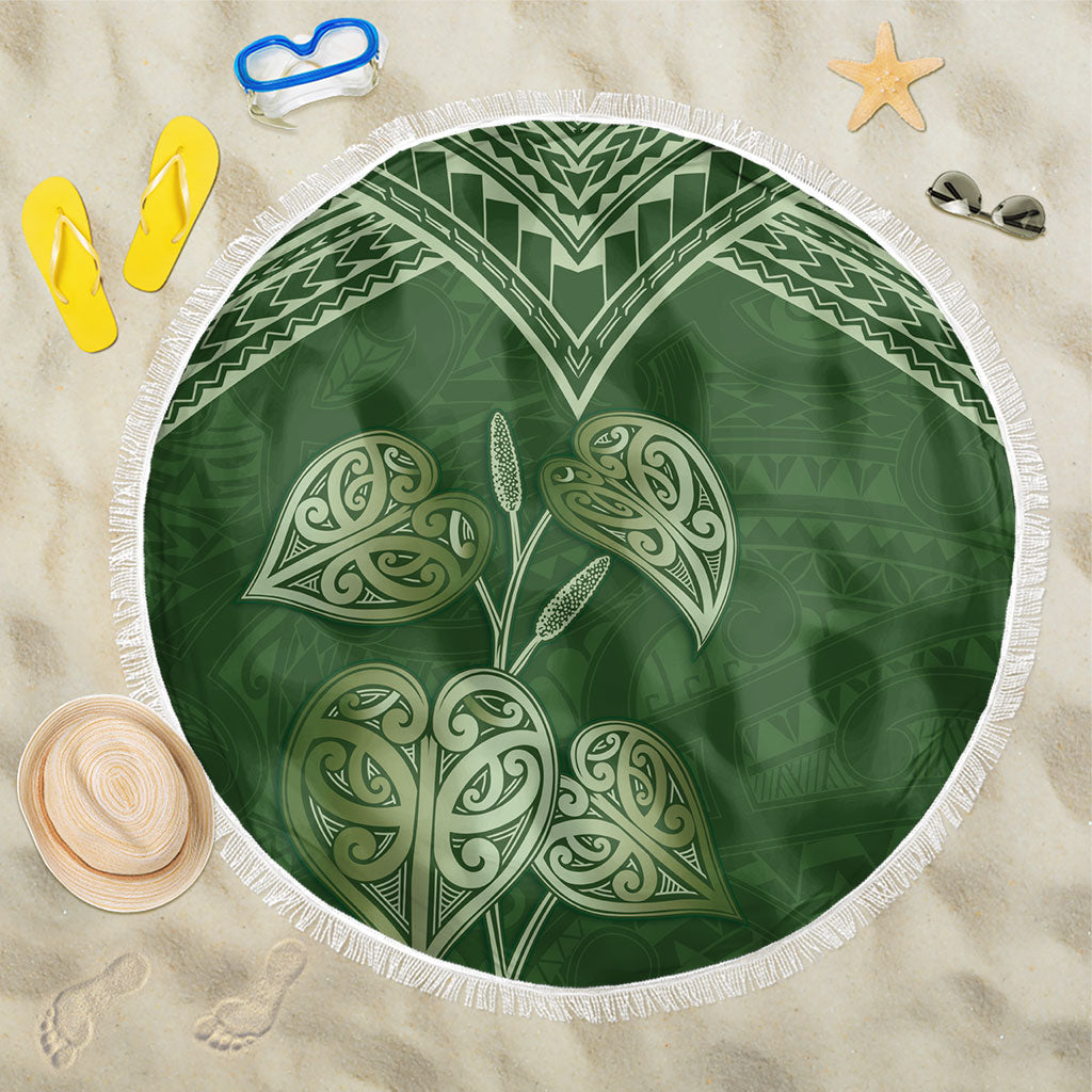 Green New Zealand Kawakawa Maori Ngaru Beach Blanket LT14 One Size 150cm Green - Polynesian Pride