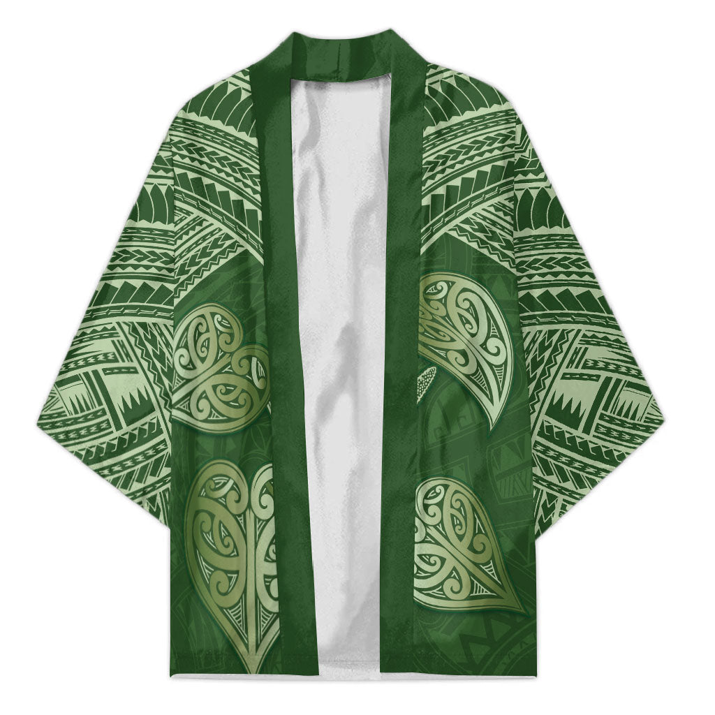 Green New Zealand Kawakawa Maori Ngaru Kimono LT14 Unisex Green - Polynesian Pride