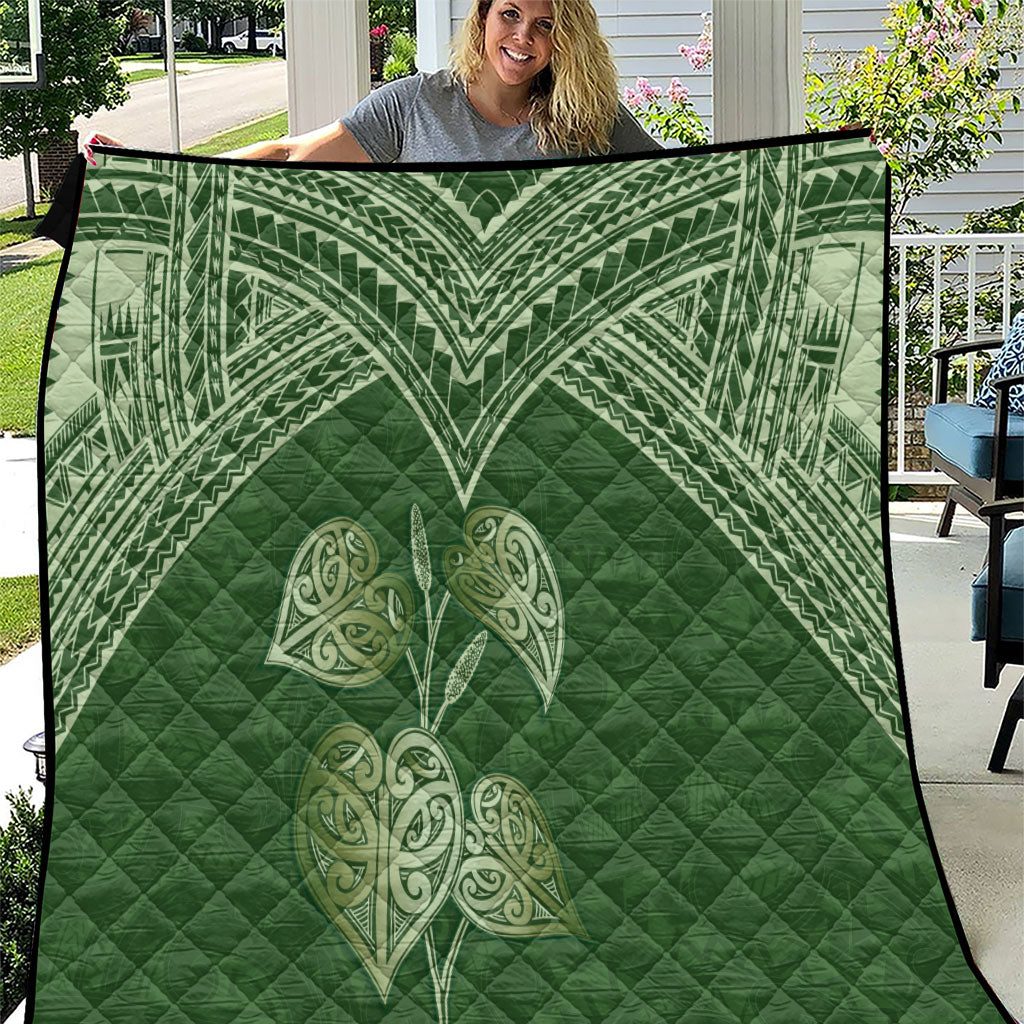 Green New Zealand Kawakawa Maori Ngaru Quilt LT14 Green - Polynesian Pride