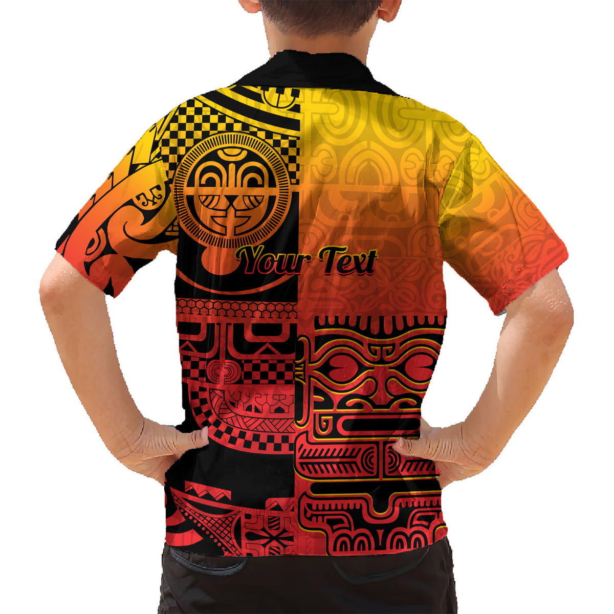 Personalised Ia Ora Na Marquesas Islands Kid Hawaiian Shirt Mata Tiki Marquesan Tattoo LT14 - Polynesian Pride