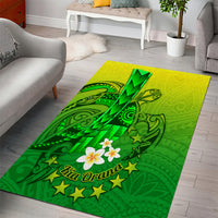 Kia Orana Cook Islands Area Rug Kuki Airani Tattoo Pattern With Sea Turtle LT14 - Polynesian Pride