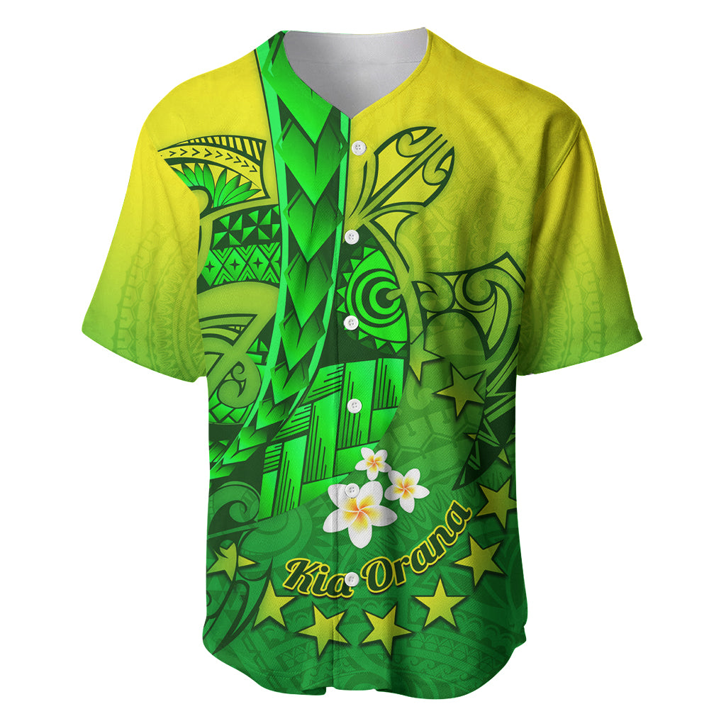 Kia Orana Cook Islands Baseball Jersey Kuki Airani Tattoo Pattern With Sea Turtle LT14 Green - Polynesian Pride