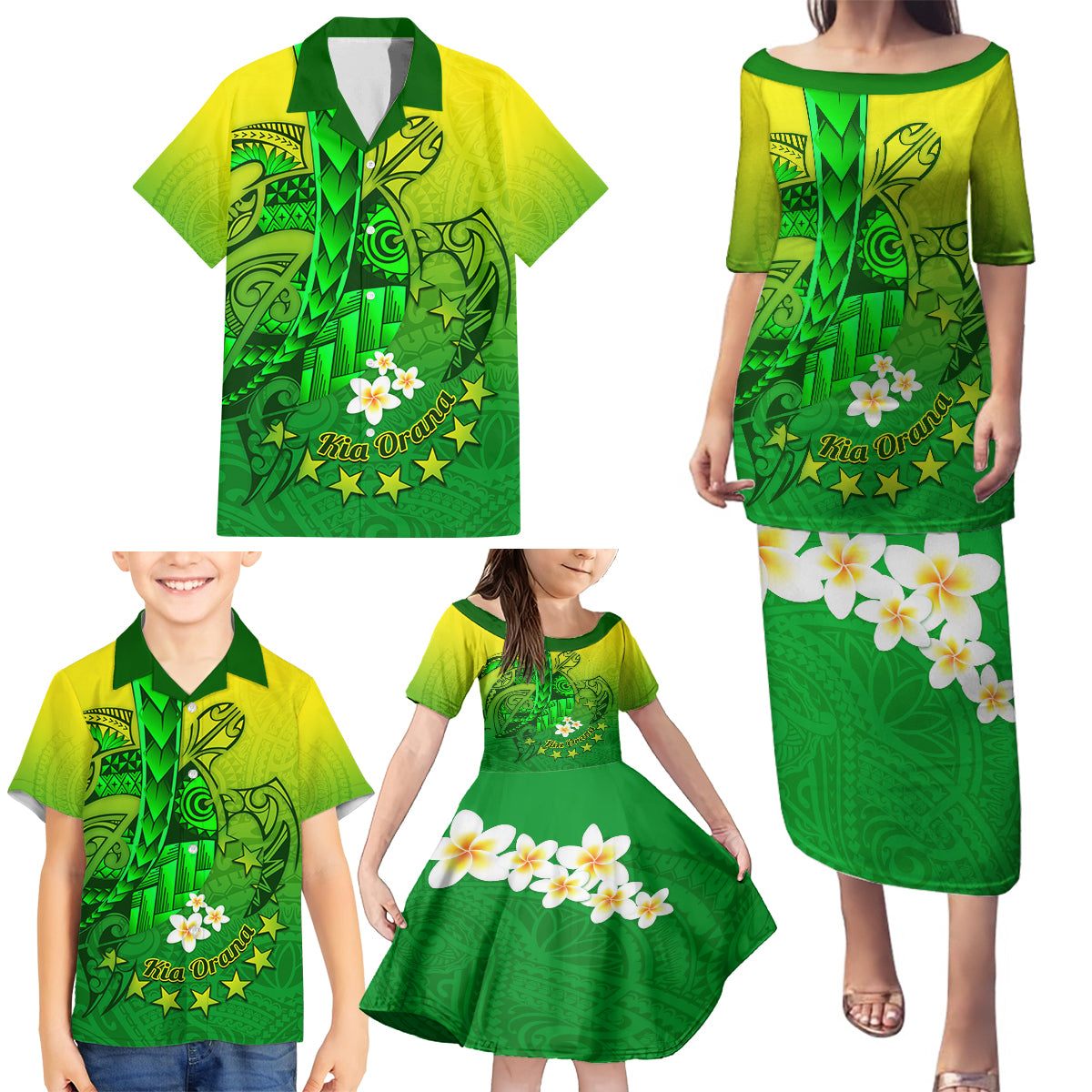 Kia Orana Cook Islands Family Matching Puletasi and Hawaiian Shirt Kuki Airani Tattoo Pattern With Sea Turtle LT14 - Polynesian Pride