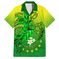 Kia Orana Cook Islands Family Matching Puletasi and Hawaiian Shirt Kuki Airani Tattoo Pattern With Sea Turtle LT14 Dad's Shirt - Short Sleeve Green - Polynesian Pride