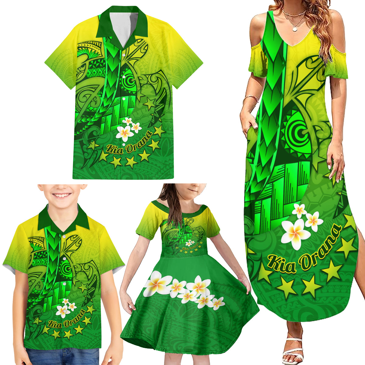 Kia Orana Cook Islands Family Matching Summer Maxi Dress and Hawaiian Shirt Kuki Airani Tattoo Pattern With Sea Turtle LT14 - Polynesian Pride