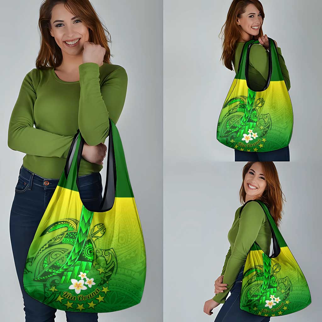 Kia Orana Cook Islands Grocery Bag Kuki Airani Tattoo Pattern With Sea Turtle LT14 - Polynesian Pride