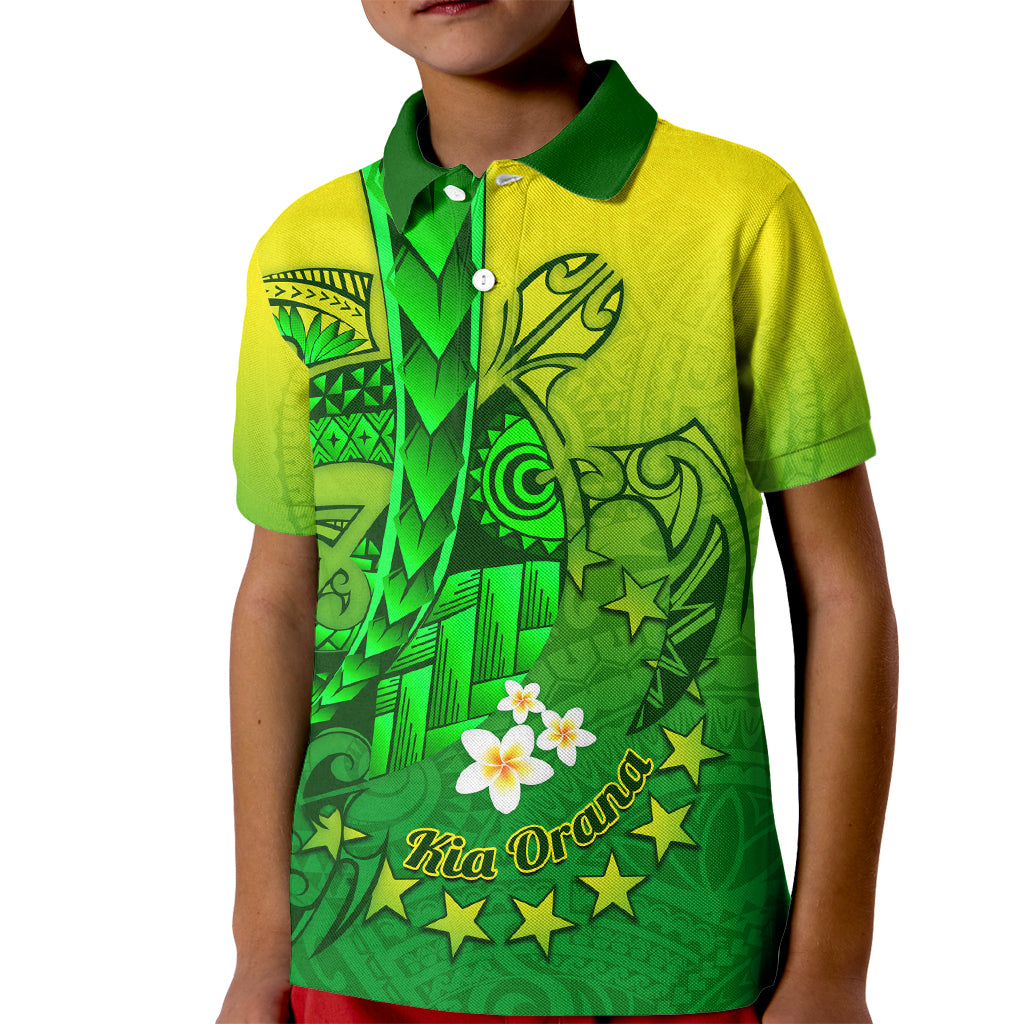 Kia Orana Cook Islands Kid Polo Shirt Kuki Airani Tattoo Pattern With Sea Turtle LT14 Kid Green - Polynesian Pride