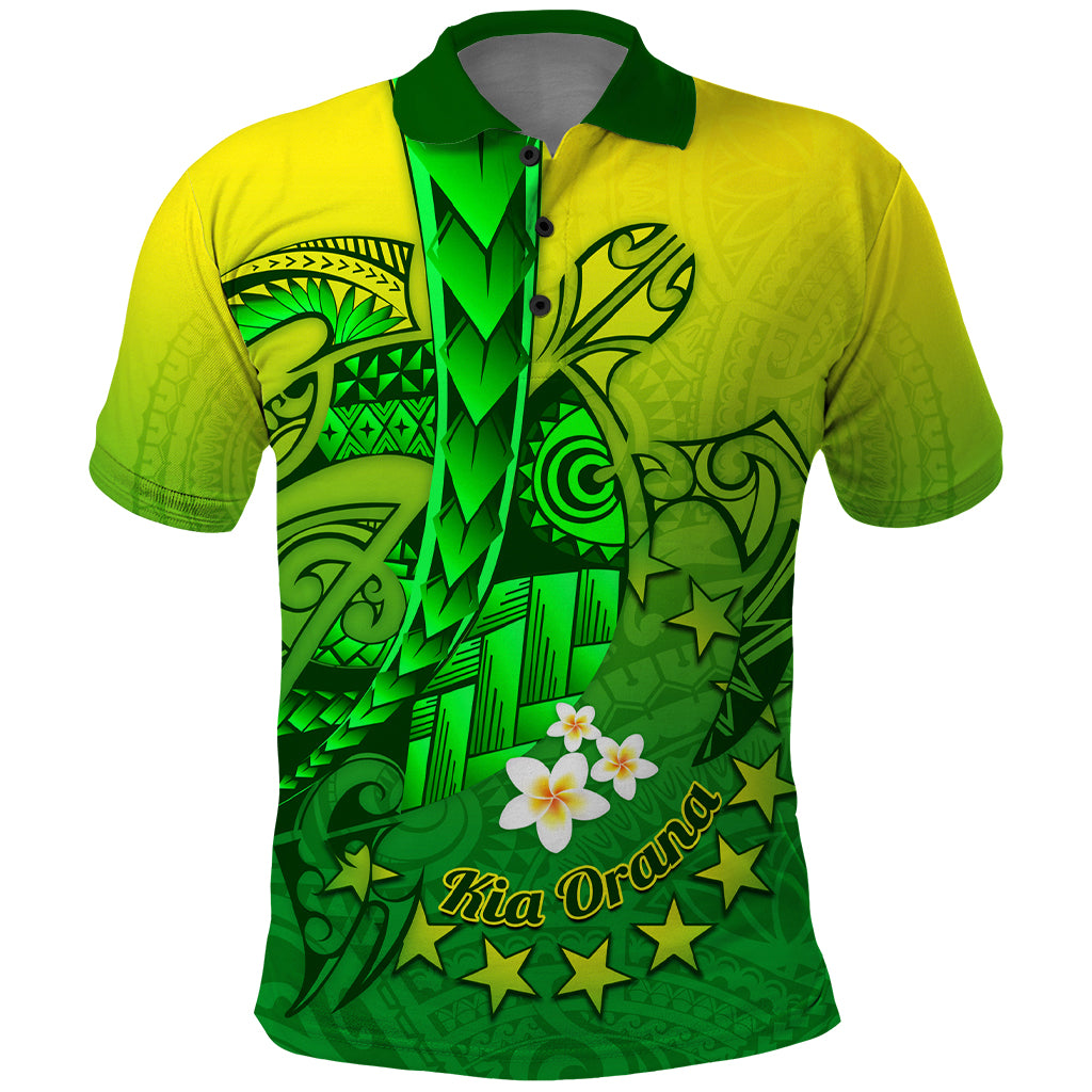Kia Orana Cook Islands Polo Shirt Kuki Airani Tattoo Pattern With Sea Turtle LT14 Green - Polynesian Pride