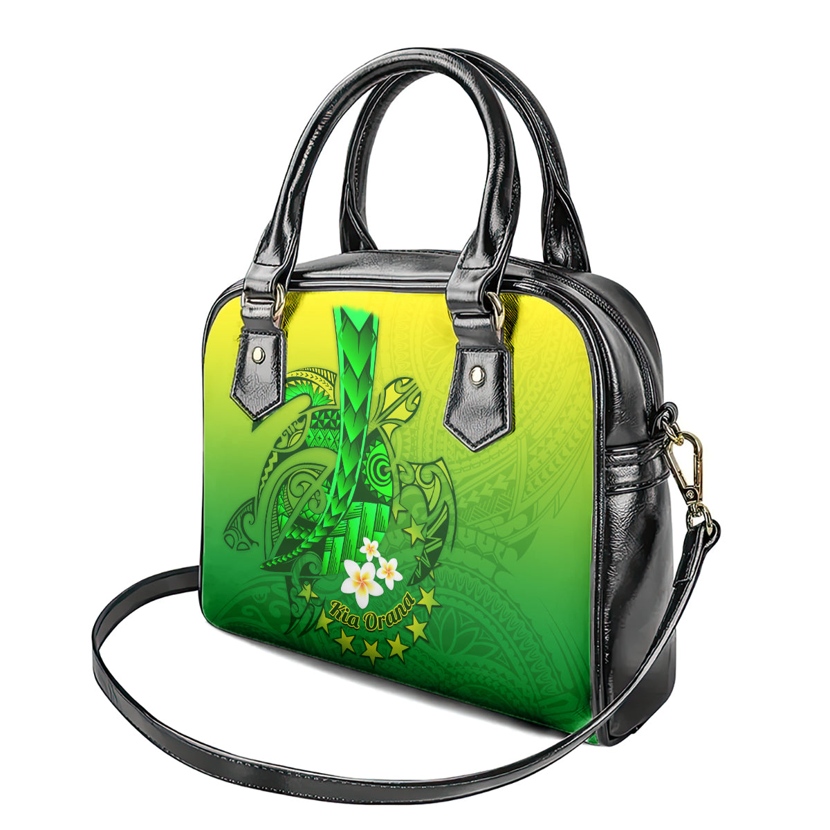 Kia Orana Cook Islands Shoulder Handbag Kuki Airani Tattoo Pattern With Sea Turtle LT14 - Polynesian Pride