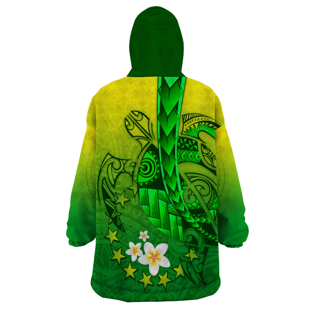 Kia Orana Cook Islands Wearable Blanket Hoodie Kuki Airani Tattoo Pattern With Sea Turtle LT14 - Polynesian Pride