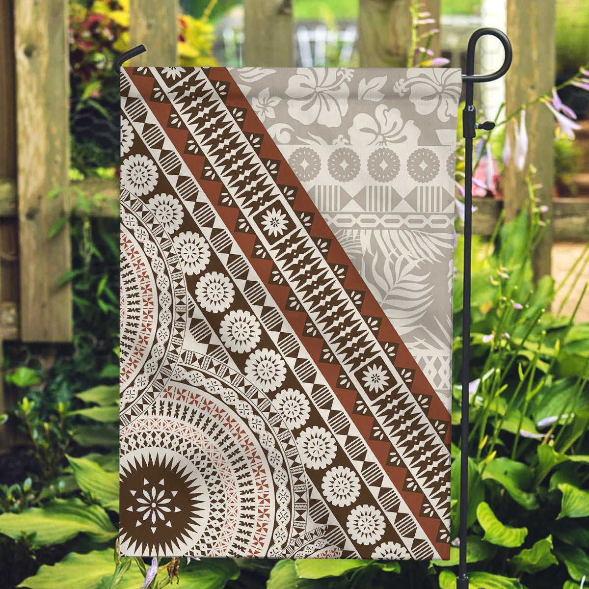 Bula Fiji Garden Flag Fijian Masi Tapa Cloth Vintage Vibes LT14 Garden Flag Beige - Polynesian Pride