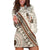 Bula Fiji Hoodie Dress Fijian Masi Tapa Cloth Vintage Vibes LT14 Beige - Polynesian Pride