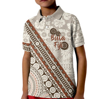 Bula Fiji Kid Polo Shirt Fijian Masi Tapa Cloth Vintage Vibes LT14 Kid Beige - Polynesian Pride