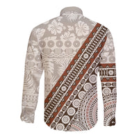 Bula Fiji Long Sleeve Button Shirt Fijian Masi Tapa Cloth Vintage Vibes LT14 - Polynesian Pride