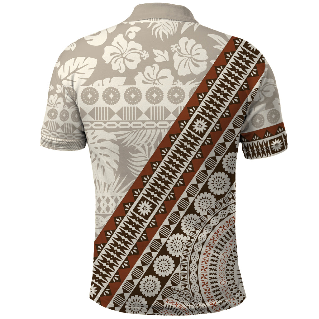 Bula Fiji Polo Shirt Fijian Masi Tapa Cloth Vintage Vibes LT14 - Polynesian Pride