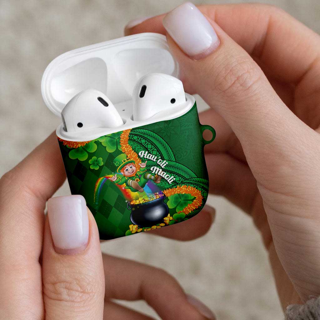 St Patrick's Day Hawaii AirPods Case Hauoli Maoli Funny Shaka Leprechaun