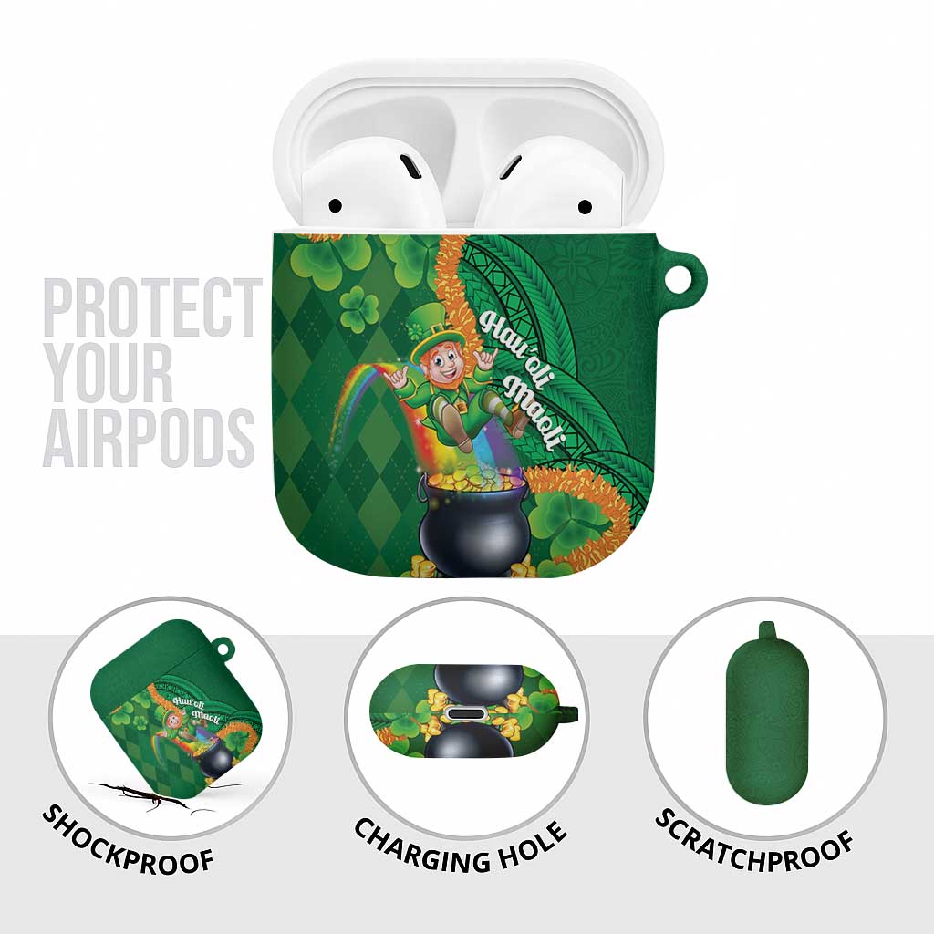 St Patrick's Day Hawaii AirPods Case Hauoli Maoli Funny Shaka Leprechaun
