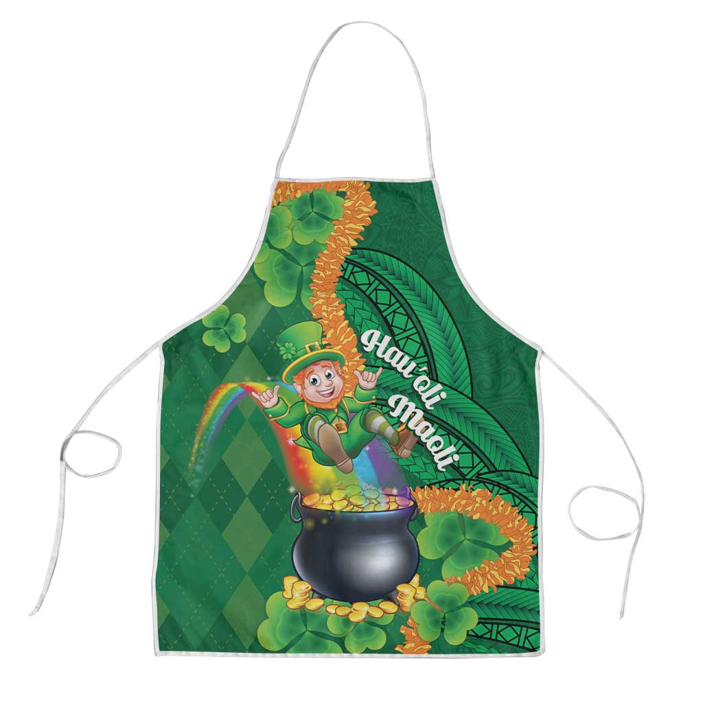 St Patrick's Day Hawaii Apron Hauoli Maoli Funny Shaka Leprechaun LT14 Green - Polynesian Pride