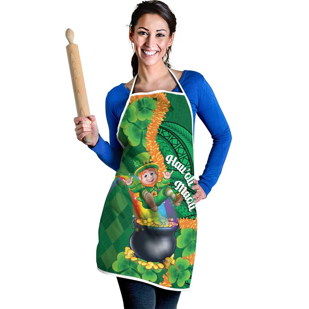 St Patrick's Day Hawaii Apron Hauoli Maoli Funny Shaka Leprechaun LT14 - Polynesian Pride