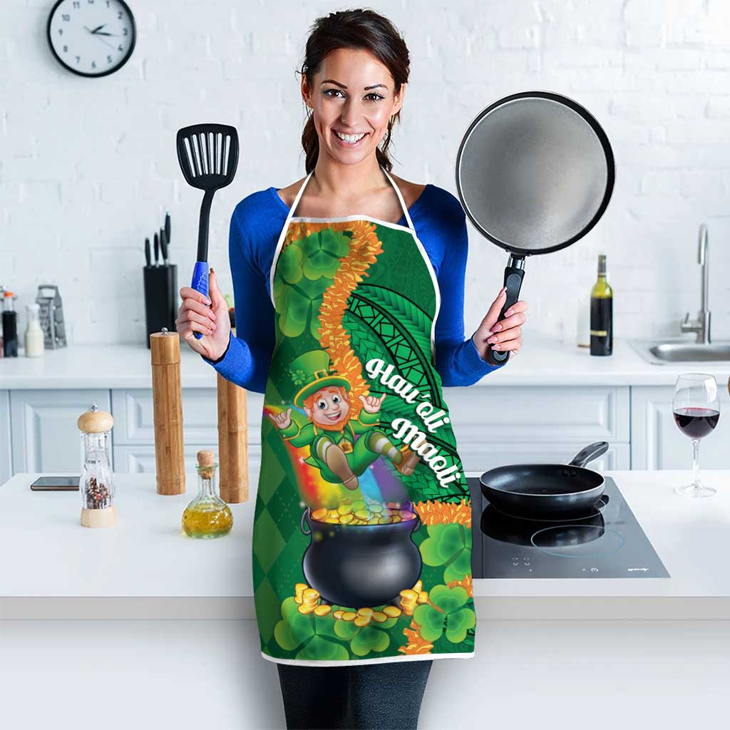 St Patrick's Day Hawaii Apron Hauoli Maoli Funny Shaka Leprechaun LT14 - Polynesian Pride