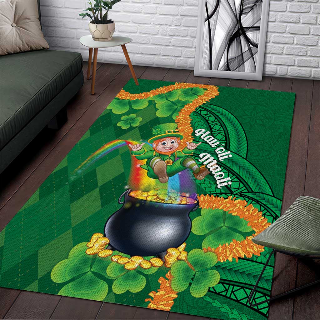 St Patrick's Day Hawaii Area Rug Hauoli Maoli Funny Shaka Leprechaun