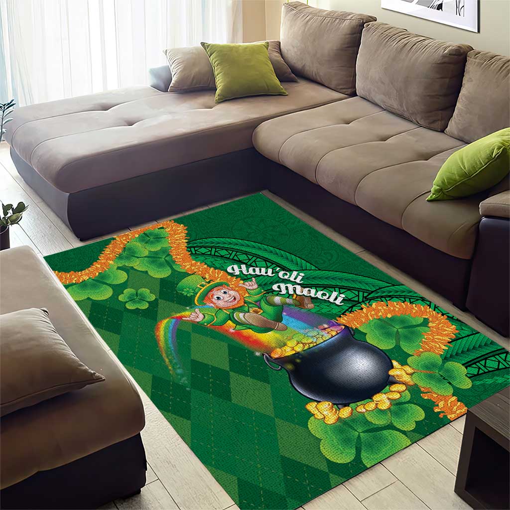 St Patrick's Day Hawaii Area Rug Hauoli Maoli Funny Shaka Leprechaun LT14 - Polynesian Pride