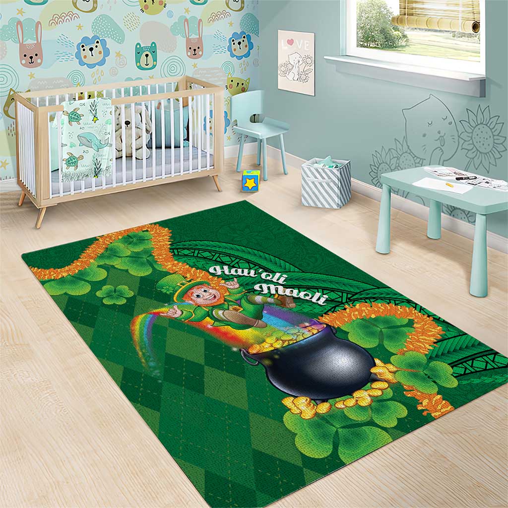 St Patrick's Day Hawaii Area Rug Hauoli Maoli Funny Shaka Leprechaun LT14 - Polynesian Pride