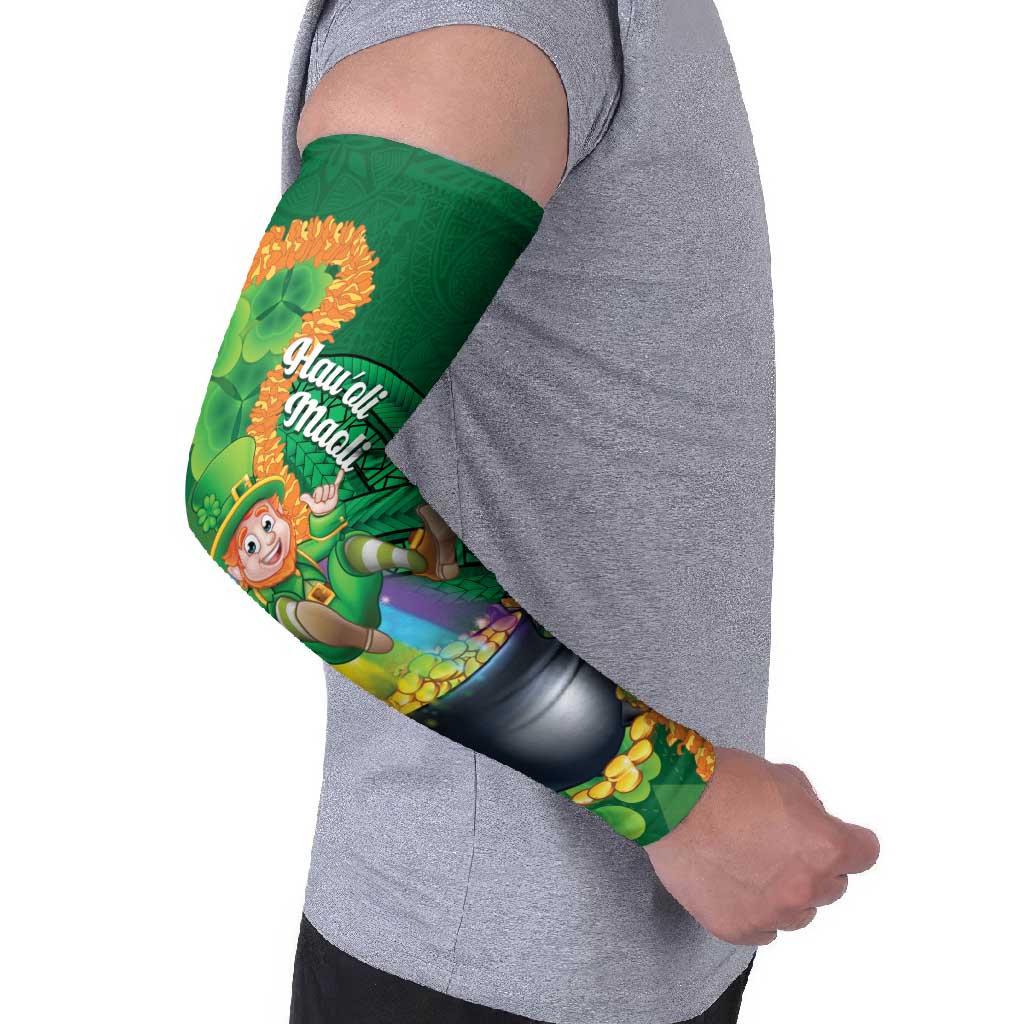 St Patrick's Day Hawaii Arm Sleeves Hauoli Maoli Funny Shaka Leprechaun LT14 - Polynesian Pride